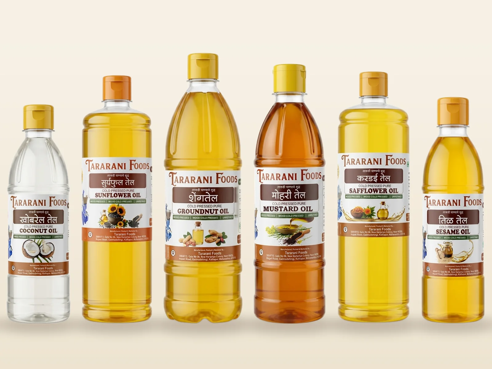 Tararani Foods wood-pressed oils — coconut, sunflower, groundnut, safflower and sesame
