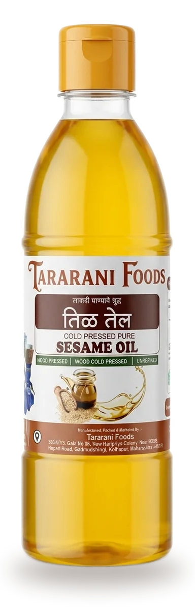 Sesame Oil bottle — Tararani Foods wood-pressed